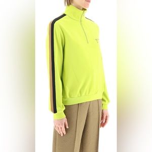 Tory Burch half zip techno jersey sweatshirt NWT size L Large Yellow